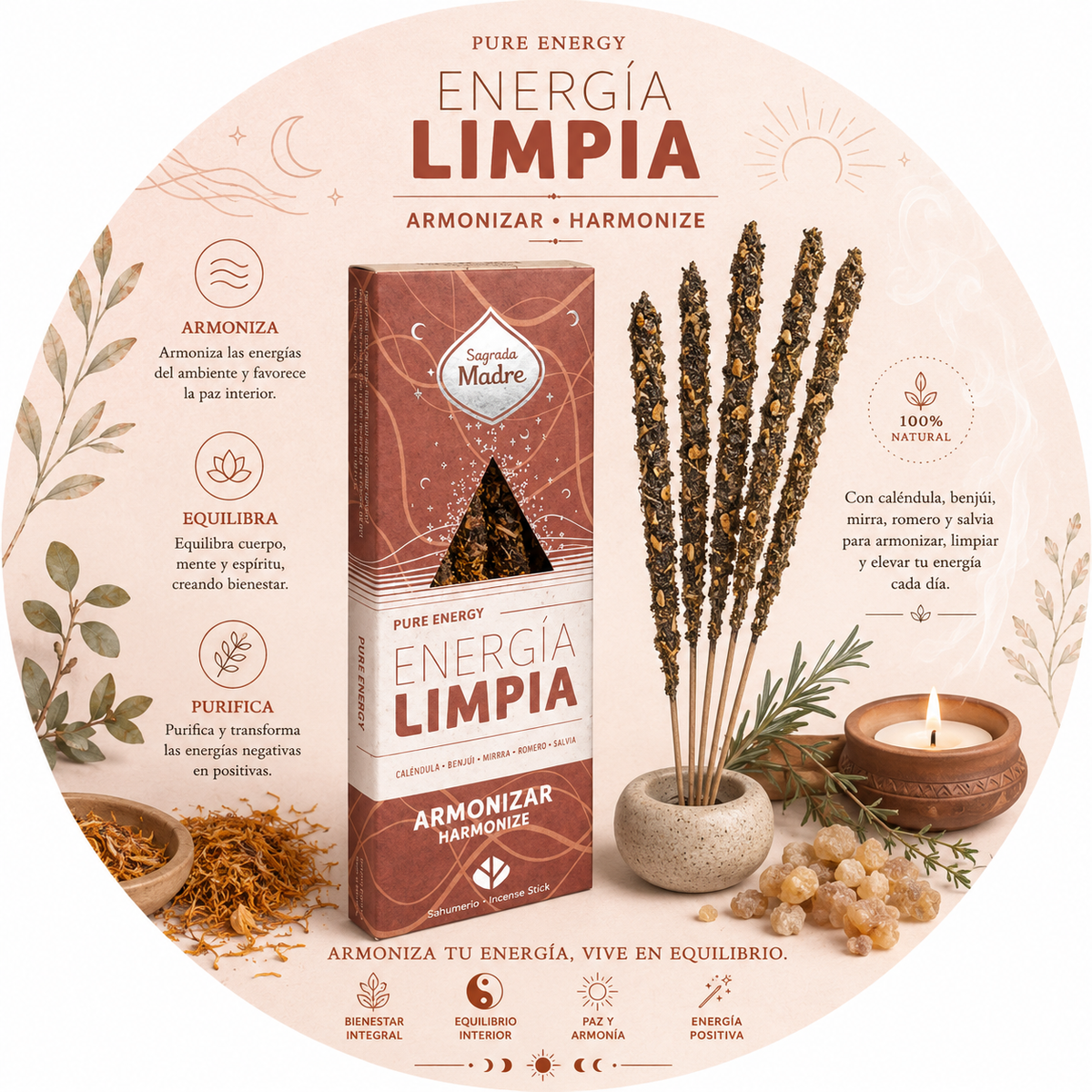 SAGRADA MADRE INCENSO LINEA ENERGIA LIMPIA - Armonizzazione | Scopri su Clorophilla Shop