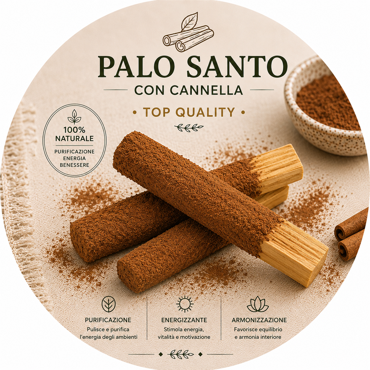 BASTONCINO LEGNO DI PALO SANTO RICOPERTO - Cannella del Perù | Scopri su Clorophilla Shop
