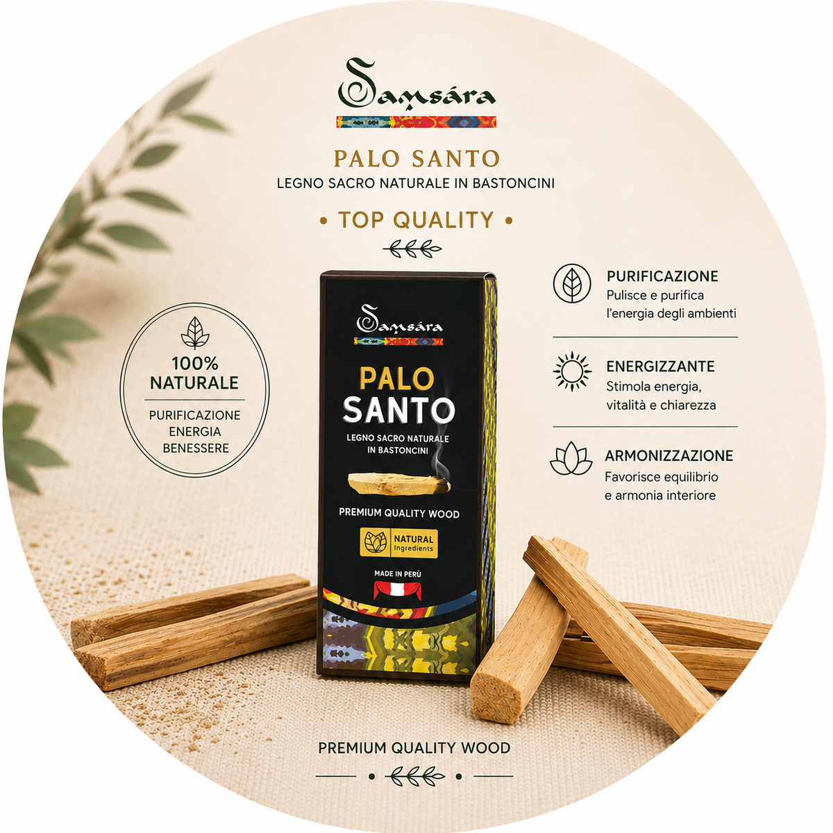 SAMSARA BASTONCINI DI PALO SANTO MADE IN PERÙ - Qualità AA+ | Scopri su Clorophilla Shop