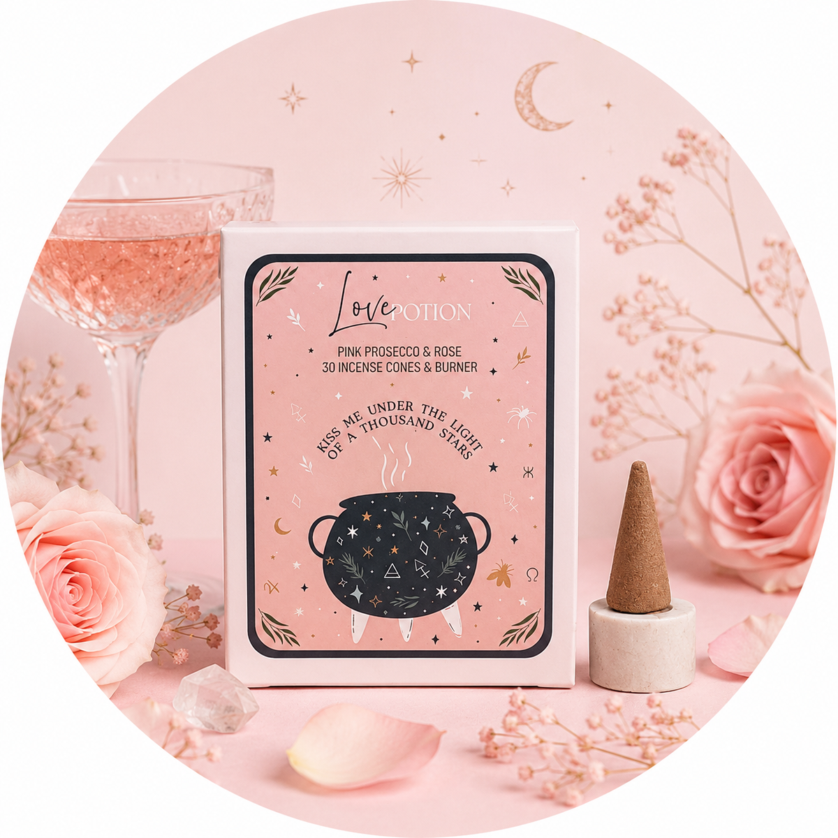 PUREWORKS INCENSO IN CONI PROSECCO ROSA E ROSE - Pozione d'amore | Scopri su Clorophilla Shop