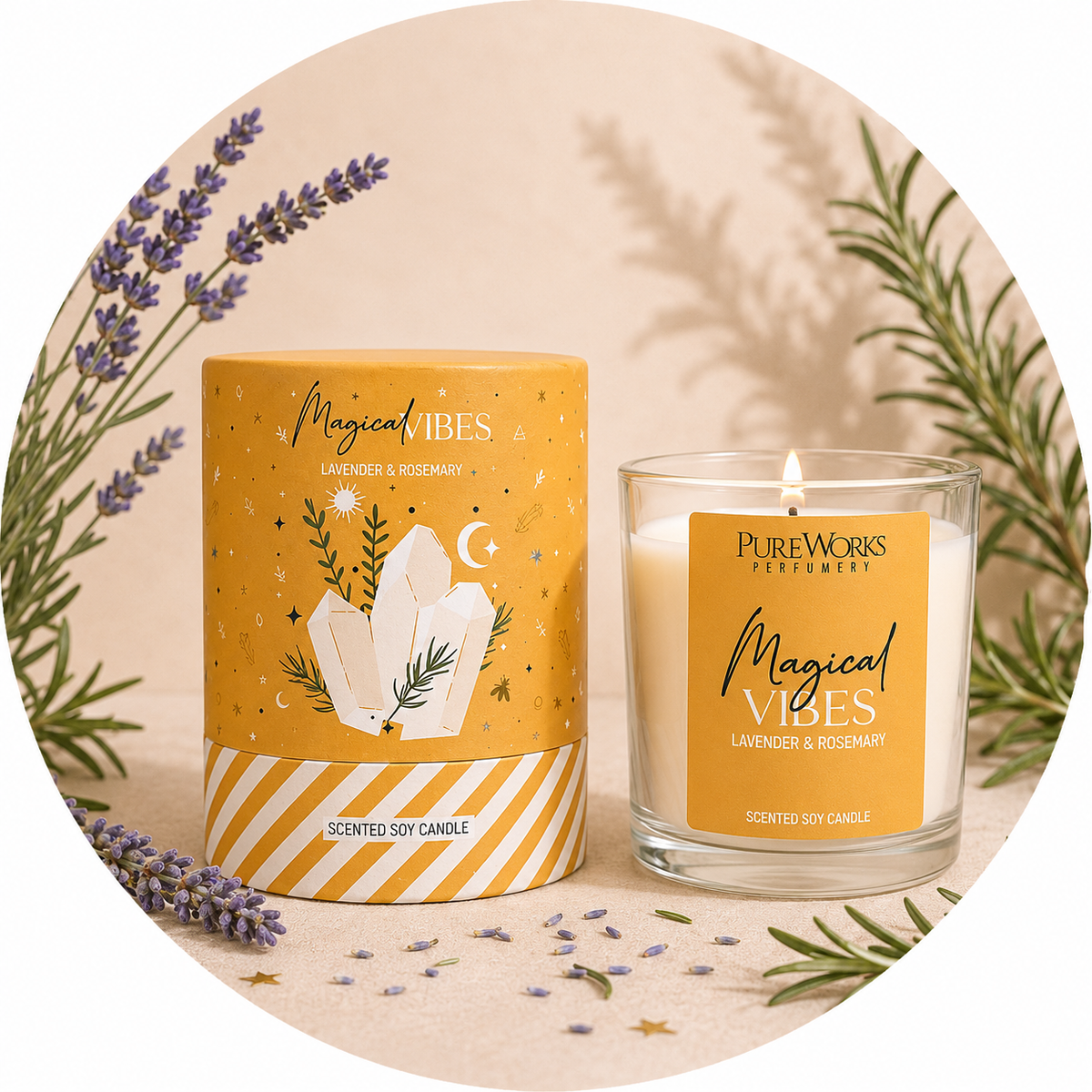 CELESTIAL MAGIC CANDELA LAVANDA E ROSMARINO - Vibrazioni magiche | Scopri su Clorophilla Shop