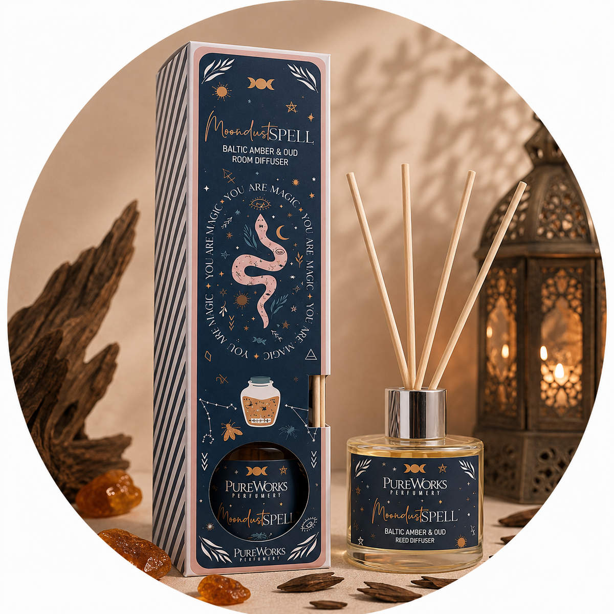 CELESTIAL MAGIC DIFFUSORE AMBIENTE CON BASTONCINI - Incantesimo polvere di luna | Scopri su Clorophilla Shop