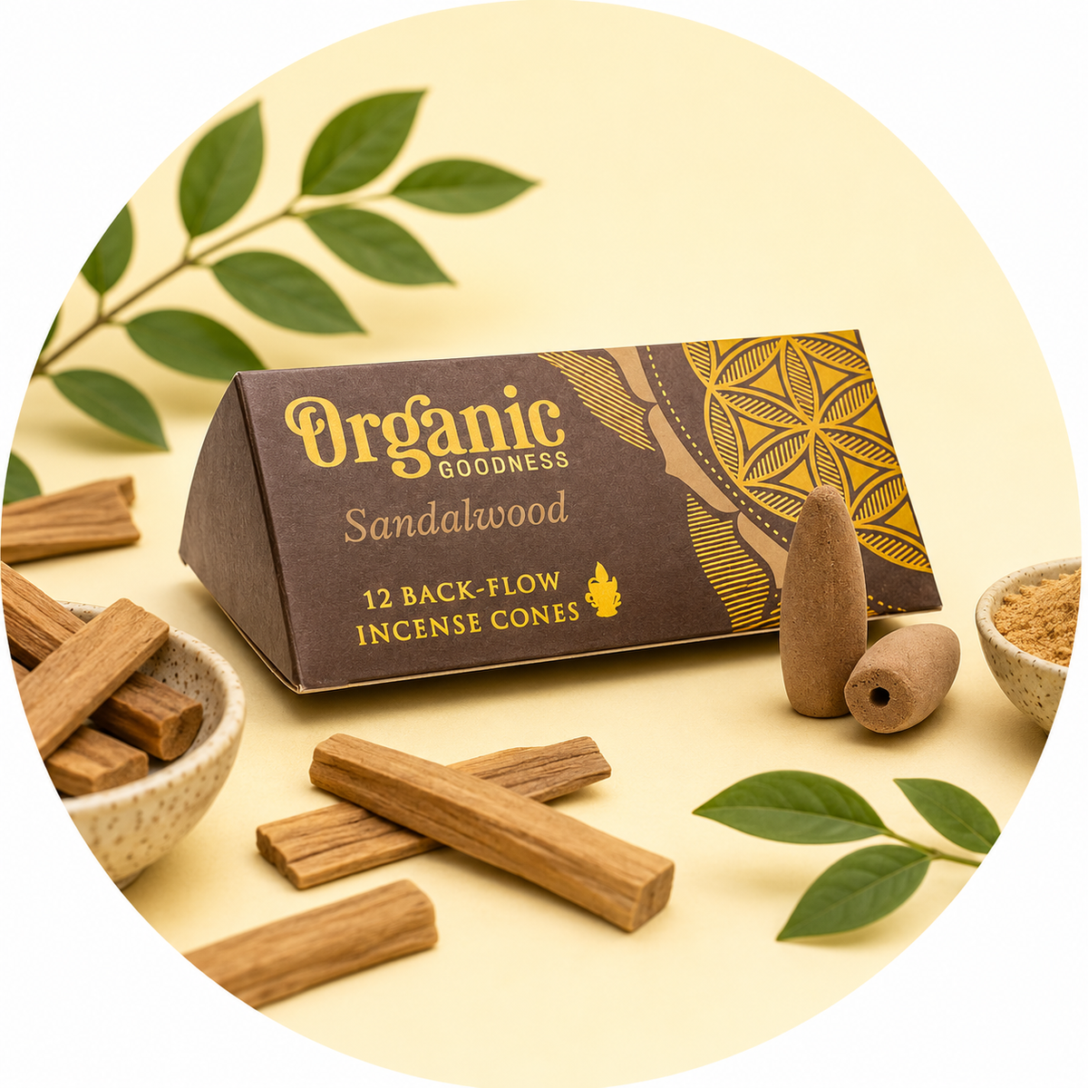 ORGANIC GOODNESS CONI DI INCENSO A CASCATA - Sandalwood | Scopri su Clorophilla Shop