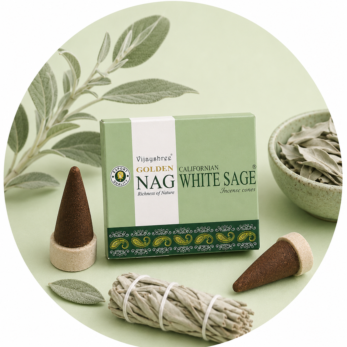 VIJAYSHREE CONI DI INCENSO - Salvia Bianca | Scopri su Clorophilla Shop