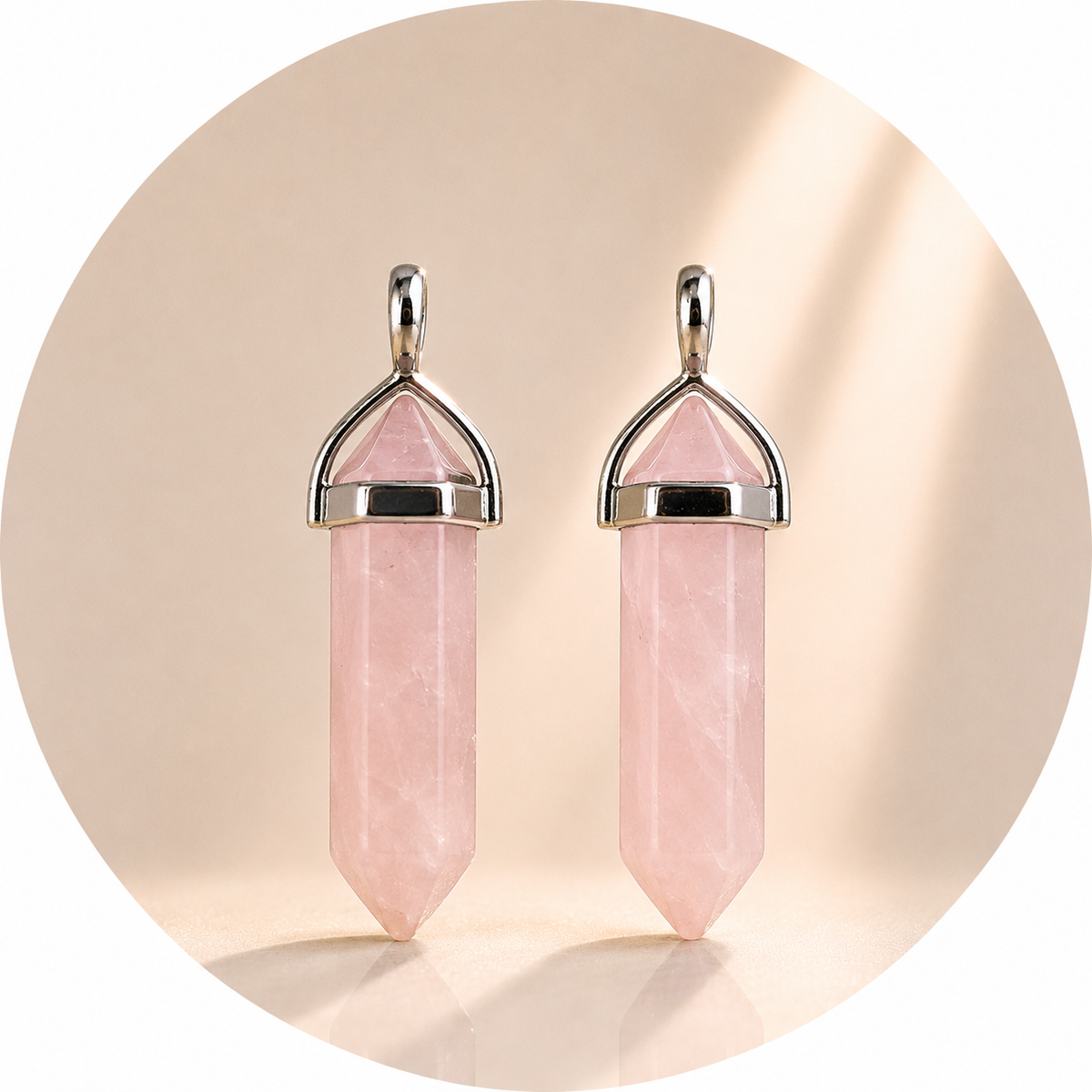 CIONDOLO PRISMA IN QUARZO ROSA - Amore e armonia | Scopri su Clorophilla Shop