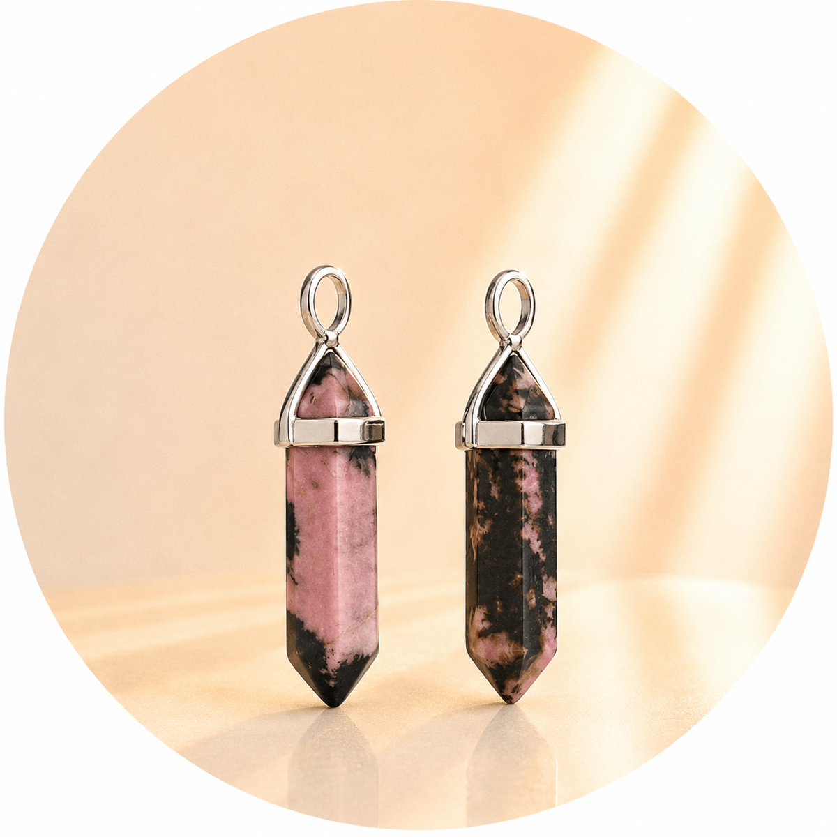 CIONDOLO PRISMA IN RODONITE - Amore verso se stessi, equilibrio emotivo e perdono | Scopri su Clorophilla Shop