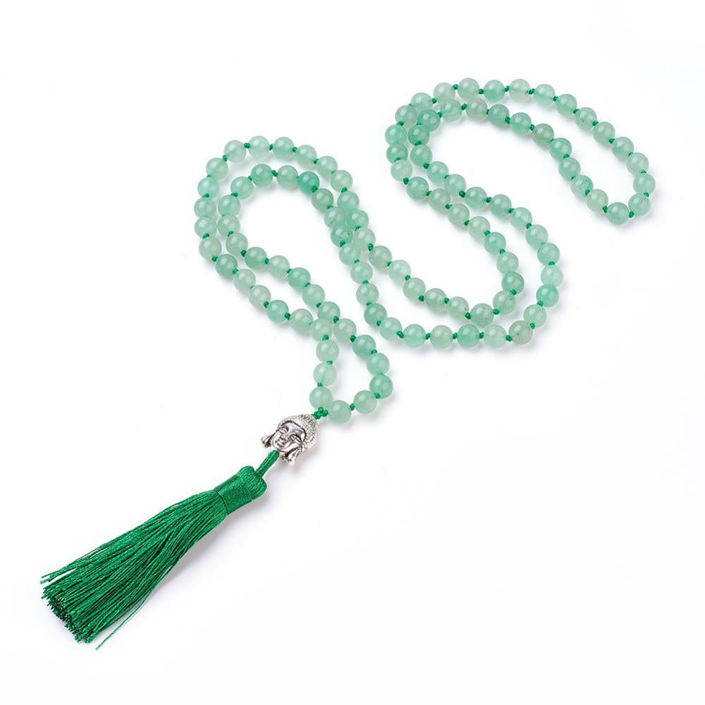 Mala in Avventurina verde con Nappa e Buddha - Collana Rosario 108 grani | Scopri su Clorophilla Shop