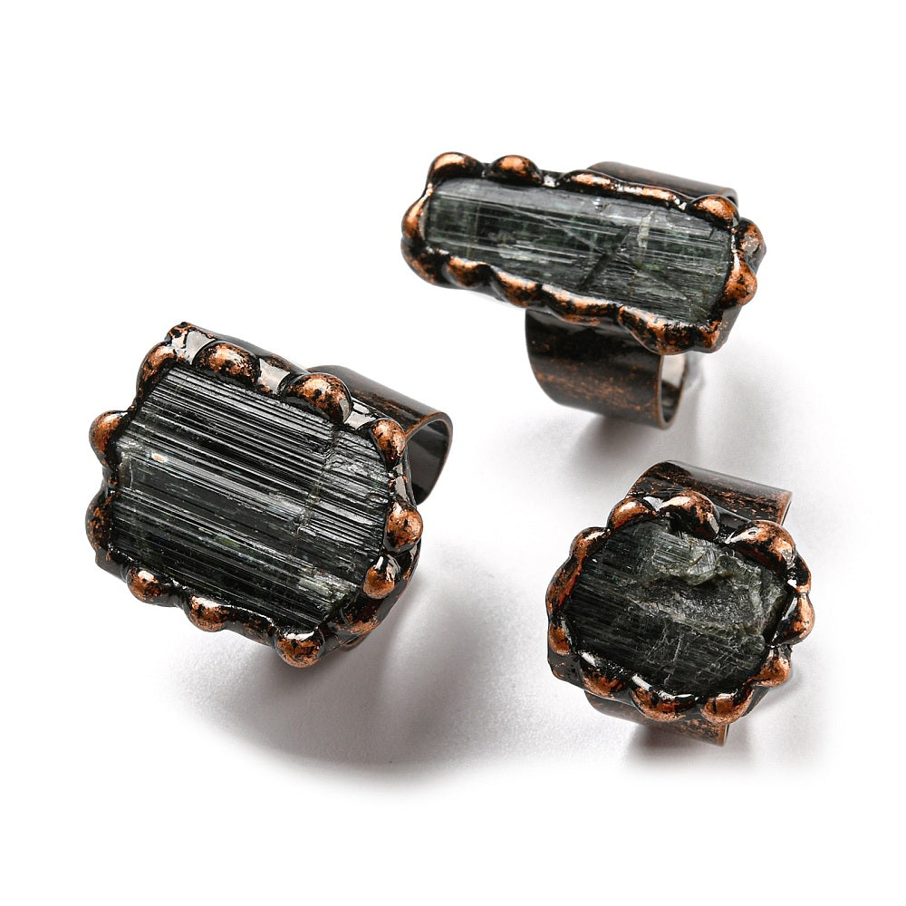 ANELLO CON TORMALINA NERA GREZZA - Protezione e schermatura | Scopri su Clorophilla Shop