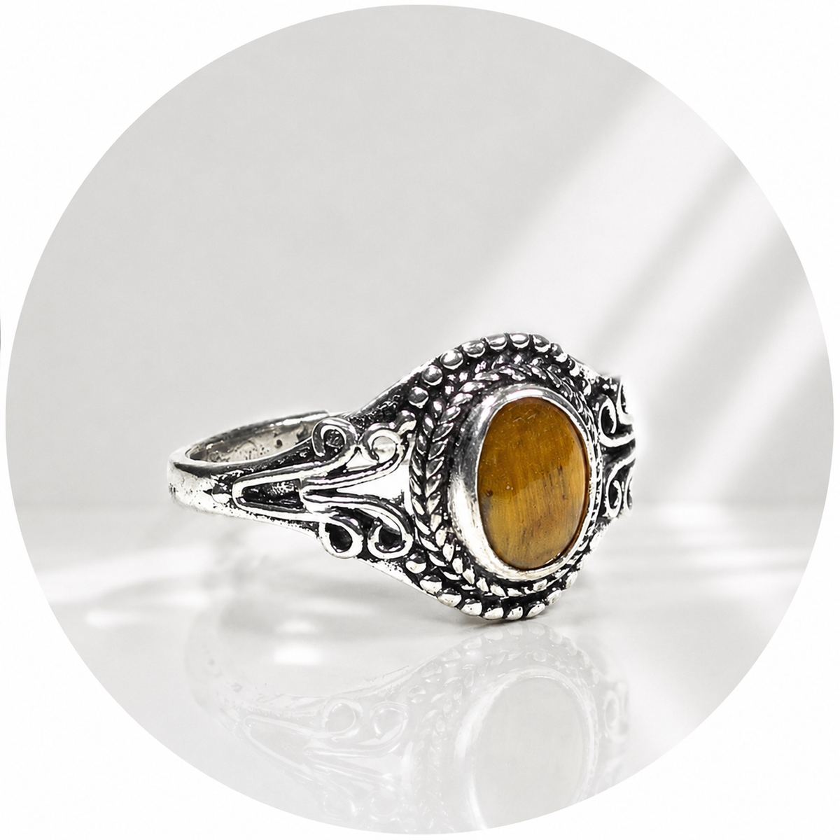 ANELLO VINTAGE IN OCCHIO DI TIGRE - Forza e coraggio | Scopri su Clorophilla Shop