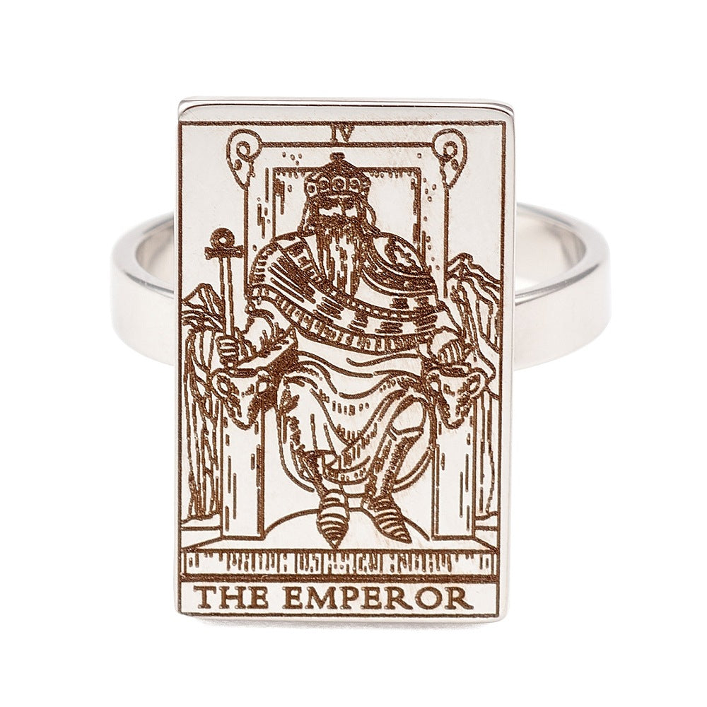 ANELLO TAROCCHI IMPERATORE IV IN ACCIAIO INOX - Potere, stabilità e autorità | Scopri su Clorophilla Shop