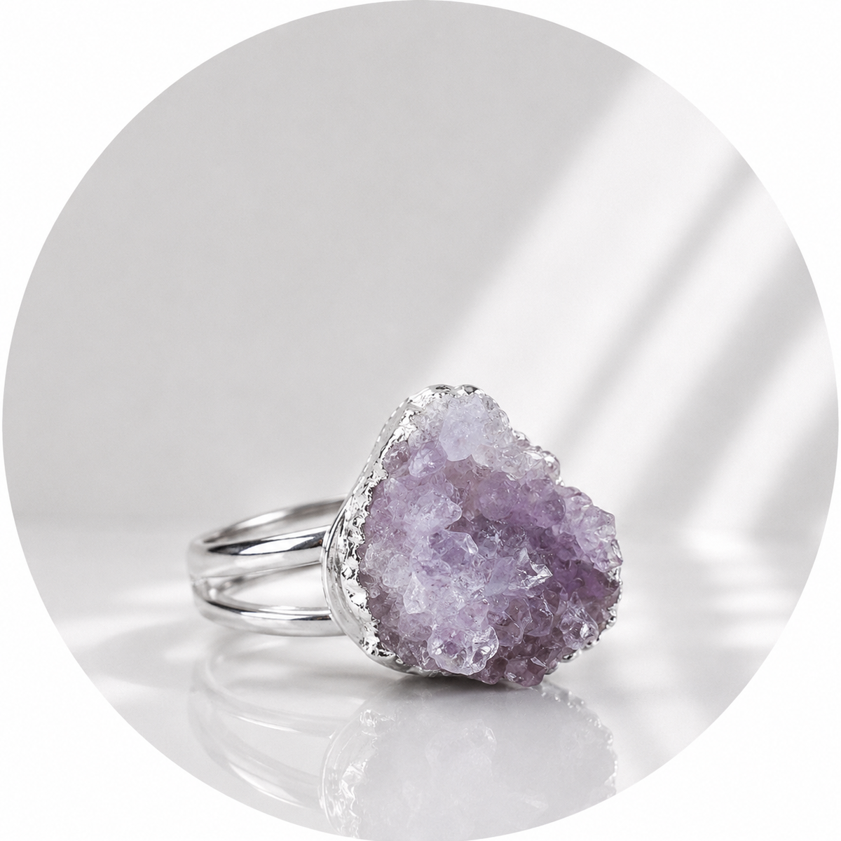 ANELLO DRUSA DI AMETISTA - Calma e rilassamento | Scopri su Clorophilla Shop