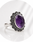 ANELLO FIORE CON AMETISTA IN OTTONE - Calma e rilassamento | Scopri su Clorophilla Shop