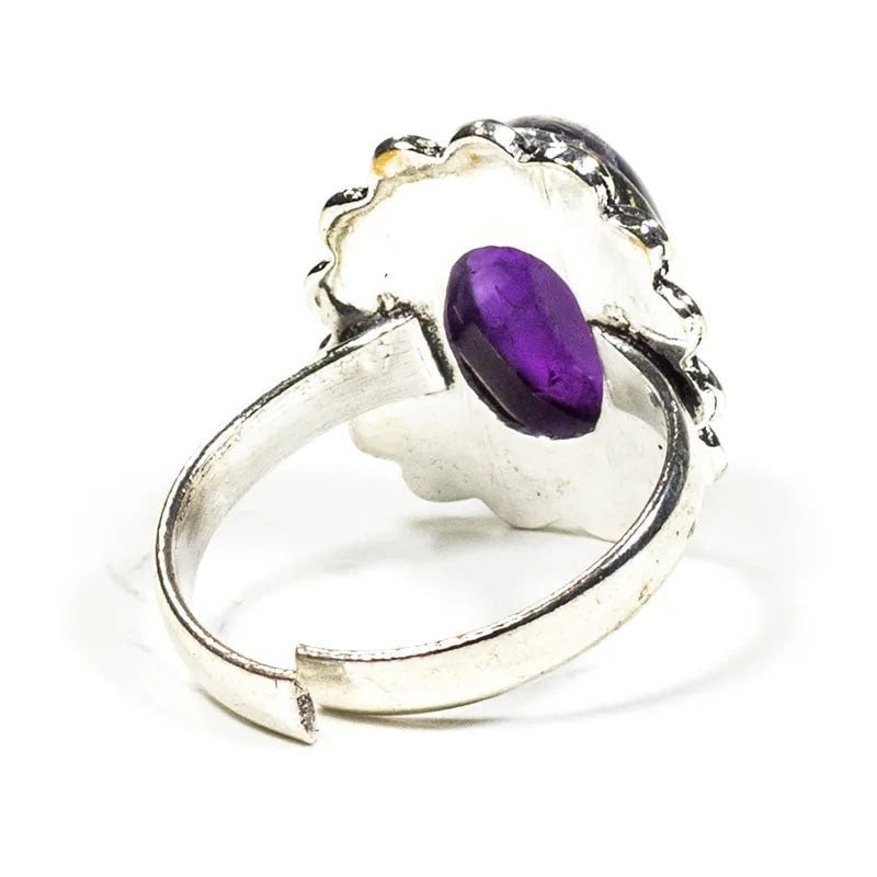 ANELLO FIORE CON AMETISTA IN OTTONE - Calma e rilassamento | Scopri su Clorophilla Shop