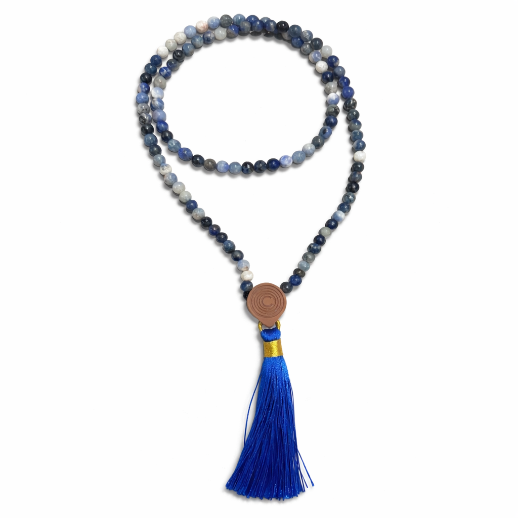 Mala Tibetana Sodalite Qualità AA con Nappa - Collana Rosario 108 Perle | Scopri su Clorophilla Shop