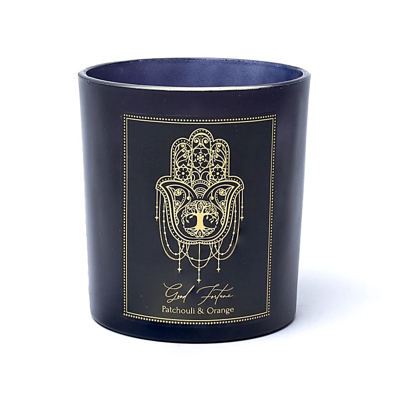 Good Fortune Candela con pietre di Diaspro Rosso - Patchouli e Arancia | Scopri su Clorophilla Shop