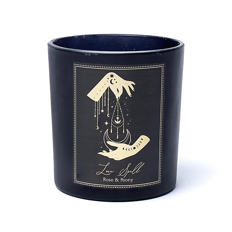 Love Spell Candela con pietre di Quarzo Rosa - Rosa e Peonia | Scopri su Clorophilla Shop