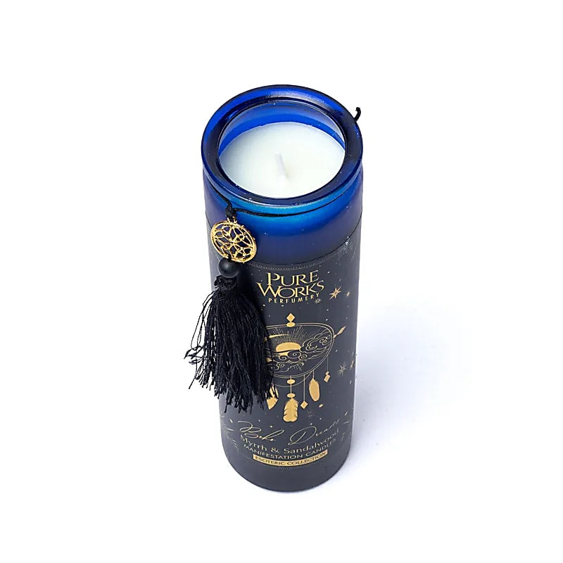 Boho Dreams Candela in vetro con Nappa - Mirra e Legno di Sandalo | Scopri su Clorophilla Shop