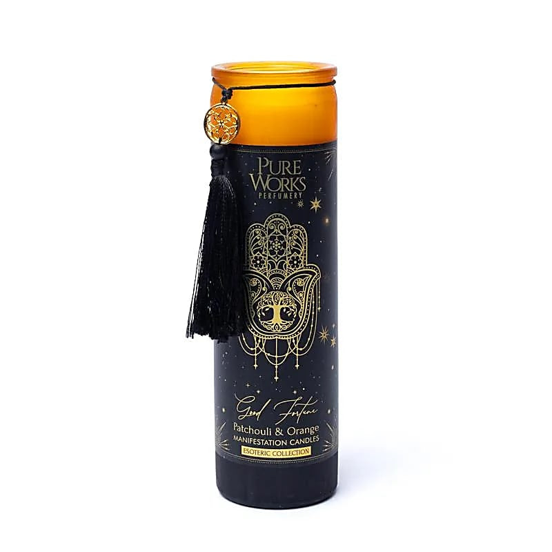 Good Fortune Candela in vetro con Nappa - Patchouli e Arancia | Scopri su Clorophilla Shop