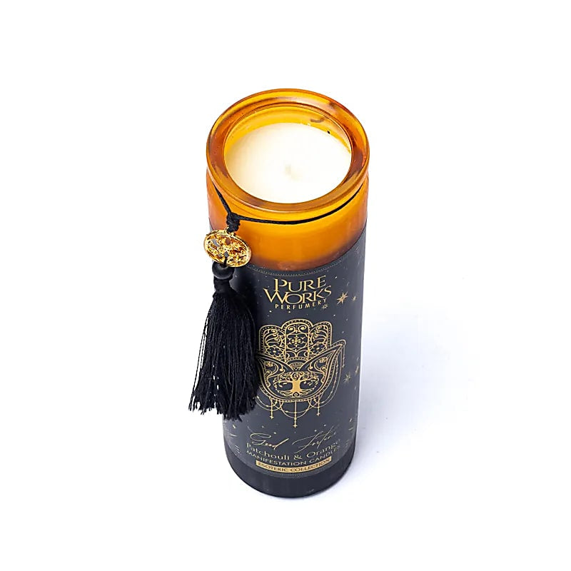 Good Fortune Candela in vetro con Nappa - Patchouli e Arancia | Scopri su Clorophilla Shop