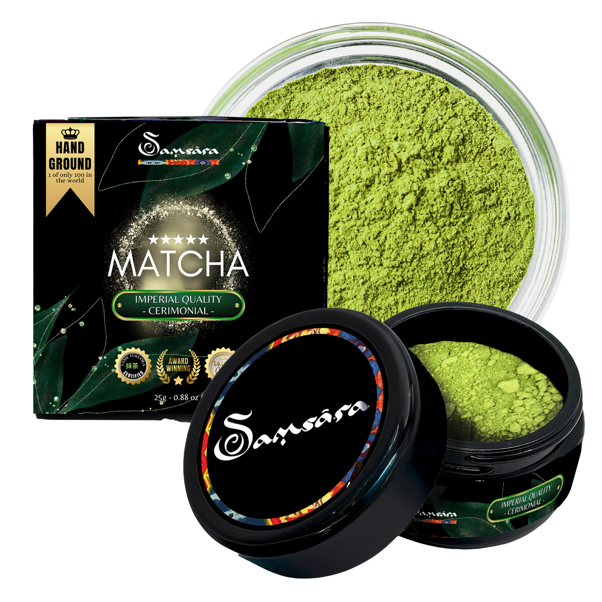SAMSARA - Matcha Cerimoniale Grado Imperiale, YAME Fukuoka. Raccolta manuale, macinatura pietra, no vapore, EGCG testato, e-guida, 25g | Scopri su Clorophilla Shop
