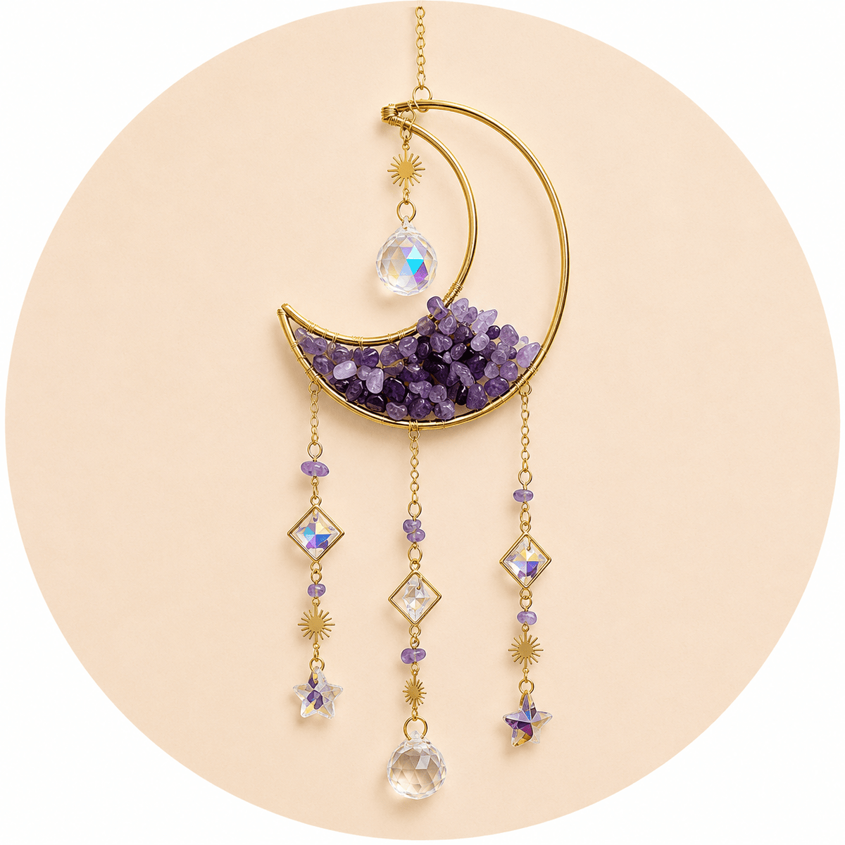 ACCHIAPPASOLE LUNA CON AMETISTA - Cristallo 47cm - Clorophilla Shop