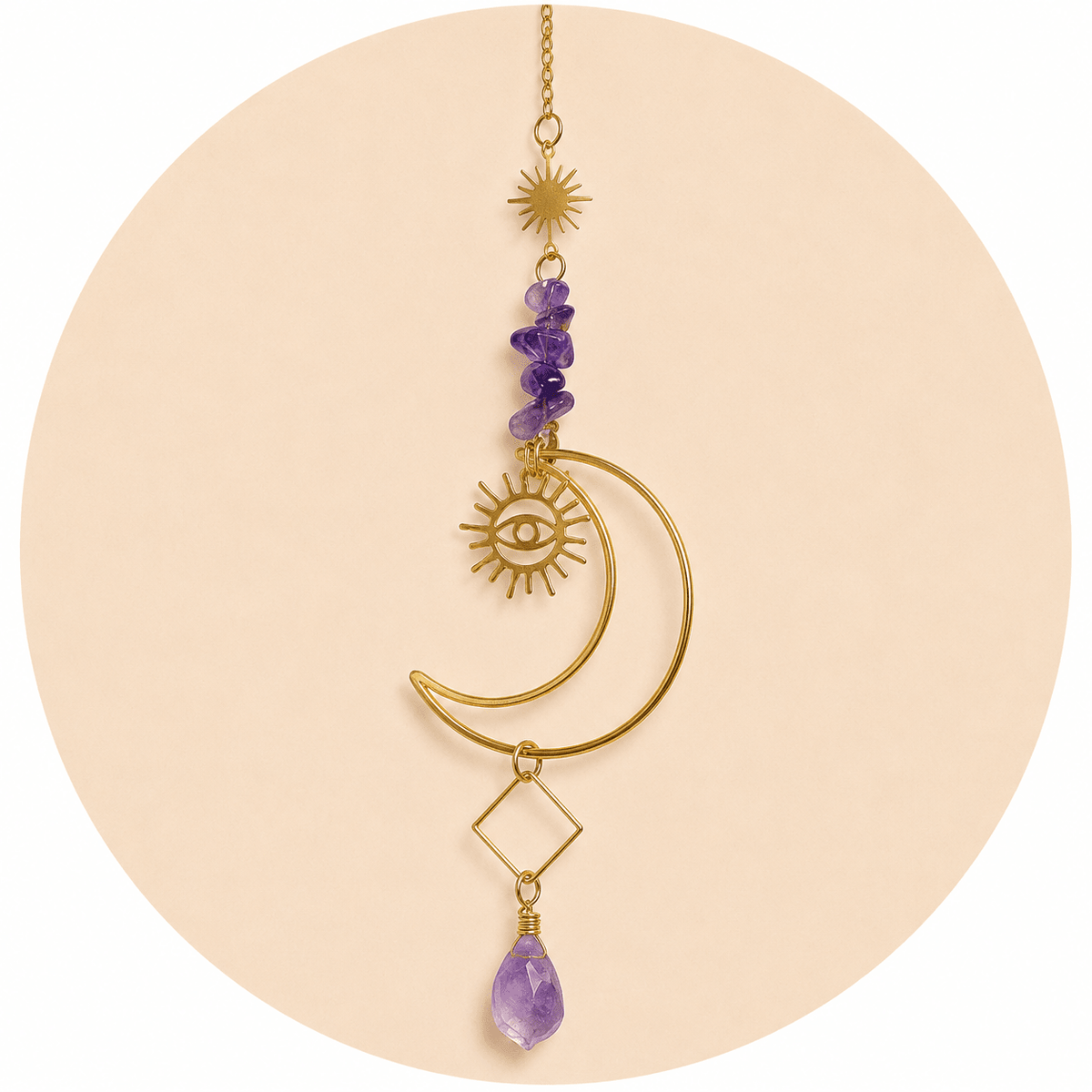 ACCHIAPPASOLE LUNA CON AMETISTA - Protezione malocchio - Clorophilla Shop