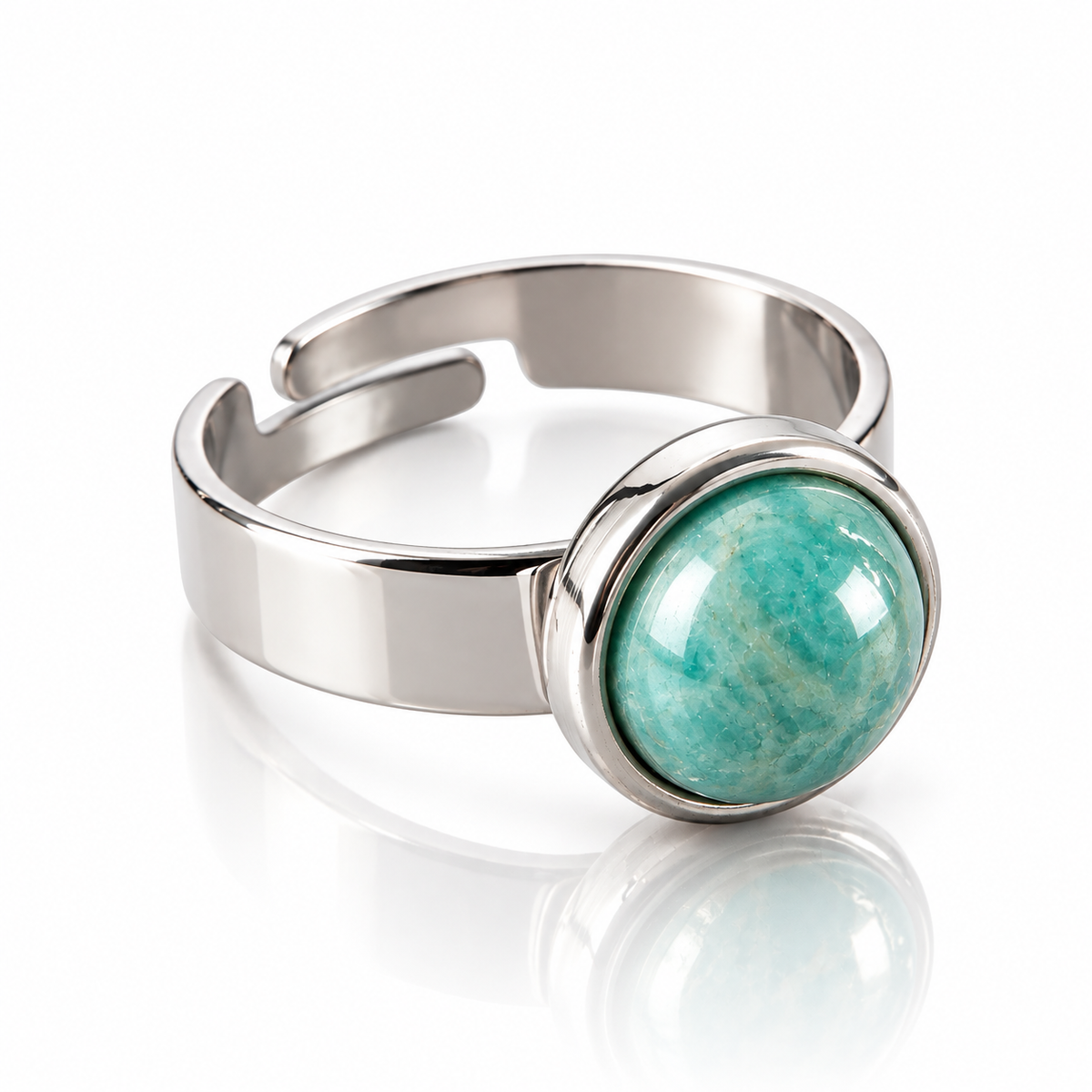 ANELLO MINIMAL AMAZZONITE - acciaio inossidabile regolabile
