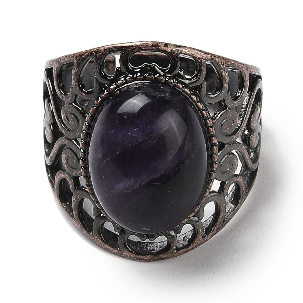 ANELLO CON AMETISTA IN OTTONE - Calma e rilassamento - Clorophilla Shop