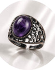 ANELLO CON AMETISTA IN OTTONE - Calma e rilassamento - Clorophilla Shop