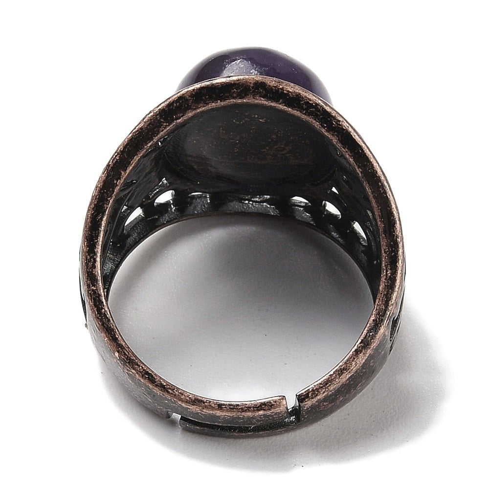 ANELLO CON AMETISTA IN OTTONE - Calma e rilassamento - Clorophilla Shop