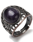 ANELLO CON AMETISTA IN OTTONE - Calma e rilassamento - Clorophilla Shop