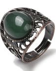 ANELLO CON AVVENTURINA VERDE IN OTTONE - Prosperità e ottimismo - Clorophilla Shop