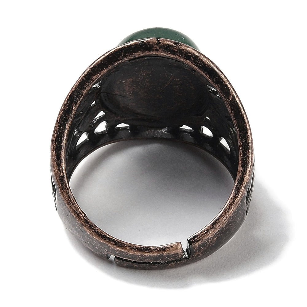 ANELLO CON AVVENTURINA VERDE IN OTTONE - Prosperità e ottimismo - Clorophilla Shop