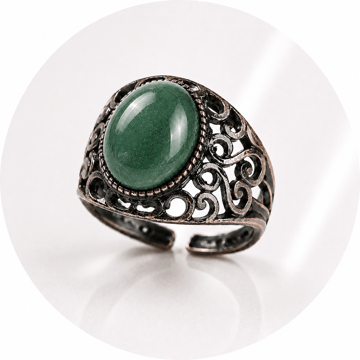 ANELLO CON AVVENTURINA VERDE IN OTTONE - Prosperità e ottimismo - Clorophilla Shop