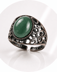 ANELLO CON AVVENTURINA VERDE IN OTTONE - Prosperità e ottimismo - Clorophilla Shop