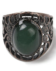 ANELLO CON AVVENTURINA VERDE IN OTTONE - Prosperità e ottimismo - Clorophilla Shop