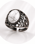 ANELLO CON HOWLITE IN OTTONE - Serenità ed equilibrio emotivo - Clorophilla Shop
