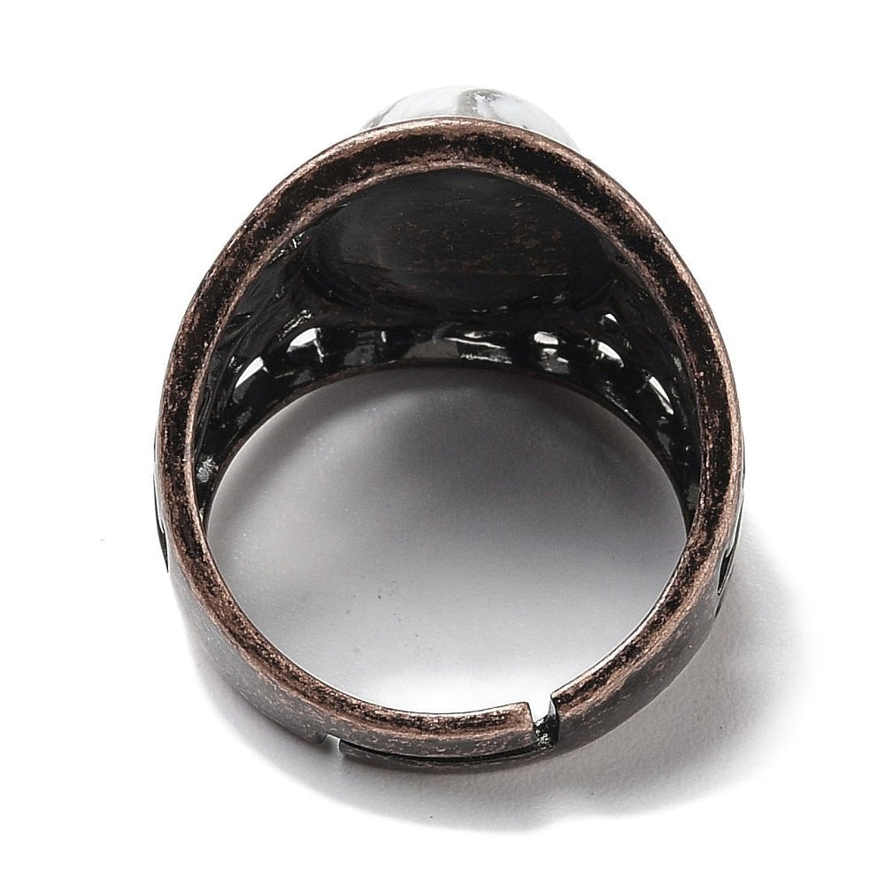 ANELLO CON HOWLITE IN OTTONE - Serenità ed equilibrio emotivo - Clorophilla Shop