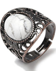 ANELLO CON HOWLITE IN OTTONE - Serenità ed equilibrio emotivo - Clorophilla Shop