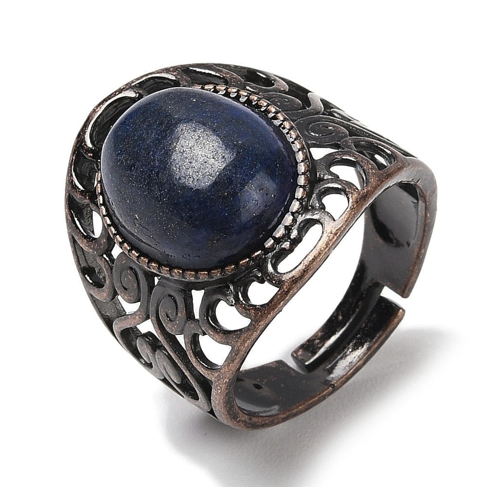 ANELLO CON LAPISLAZZULI IN OTTONE - Saggezza, comunicazione e consapevolezza - Clorophilla Shop
