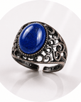 ANELLO CON LAPISLAZZULI IN OTTONE - Saggezza, comunicazione e consapevolezza - Clorophilla Shop