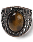 ANELLO CON OCCHIO DI TIGRE IN OTTONE - Forza e coraggio - Clorophilla Shop