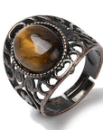 ANELLO CON OCCHIO DI TIGRE IN OTTONE - Forza e coraggio - Clorophilla Shop