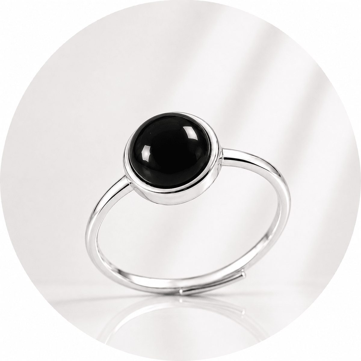 ANELLO CON OSSIDIANA NERA IN ARGENTO 925 - Protezione e radicamento - Clorophilla Shop