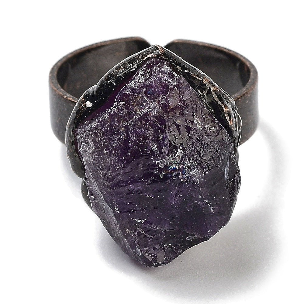 ANELLO CON PEPITA DI AMETISTA GREZZA - Calma e rilassamento - Clorophilla Shop