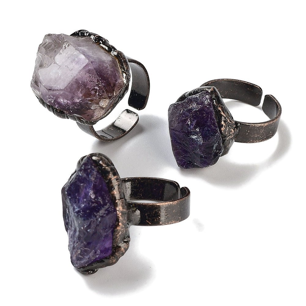 ANELLO CON PEPITA DI AMETISTA GREZZA - Calma e rilassamento - Clorophilla Shop