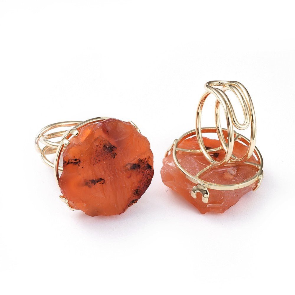 ANELLO CON PEPITA DI CORNIOLA GREZZA - Vitalità, coraggio e determinazione - Clorophilla Shop