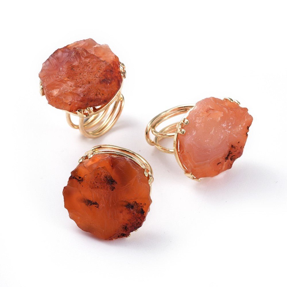 ANELLO CON PEPITA DI CORNIOLA GREZZA - Vitalità, coraggio e determinazione - Clorophilla Shop