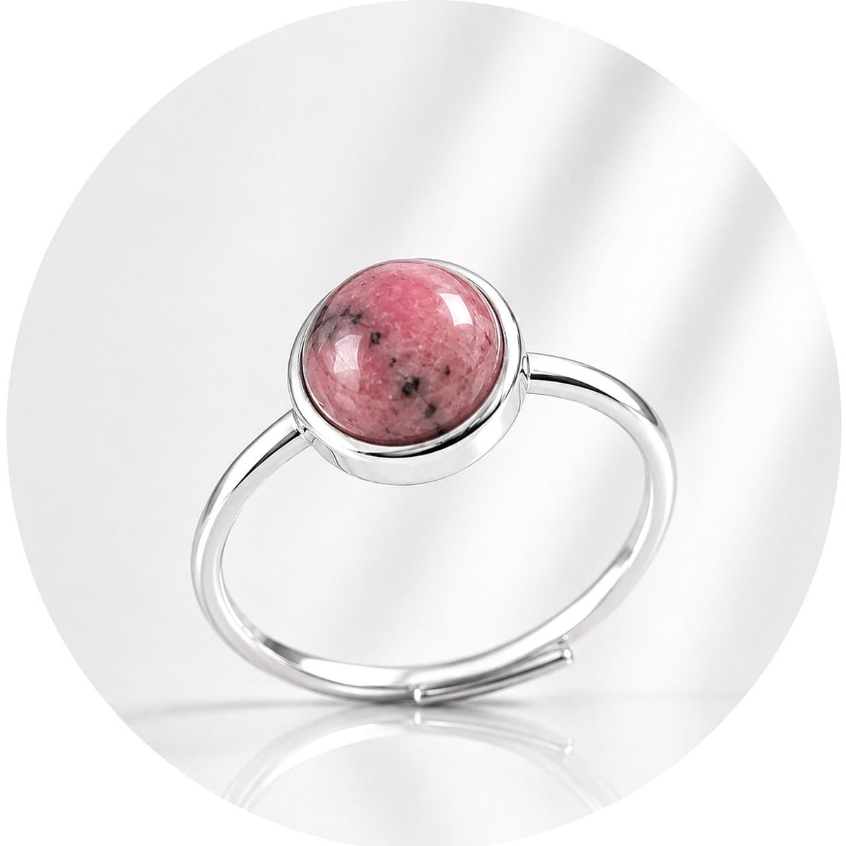 ANELLO CON RODONITE IN ARGENTO 925 - Guarigione del cuore - Clorophilla Shop