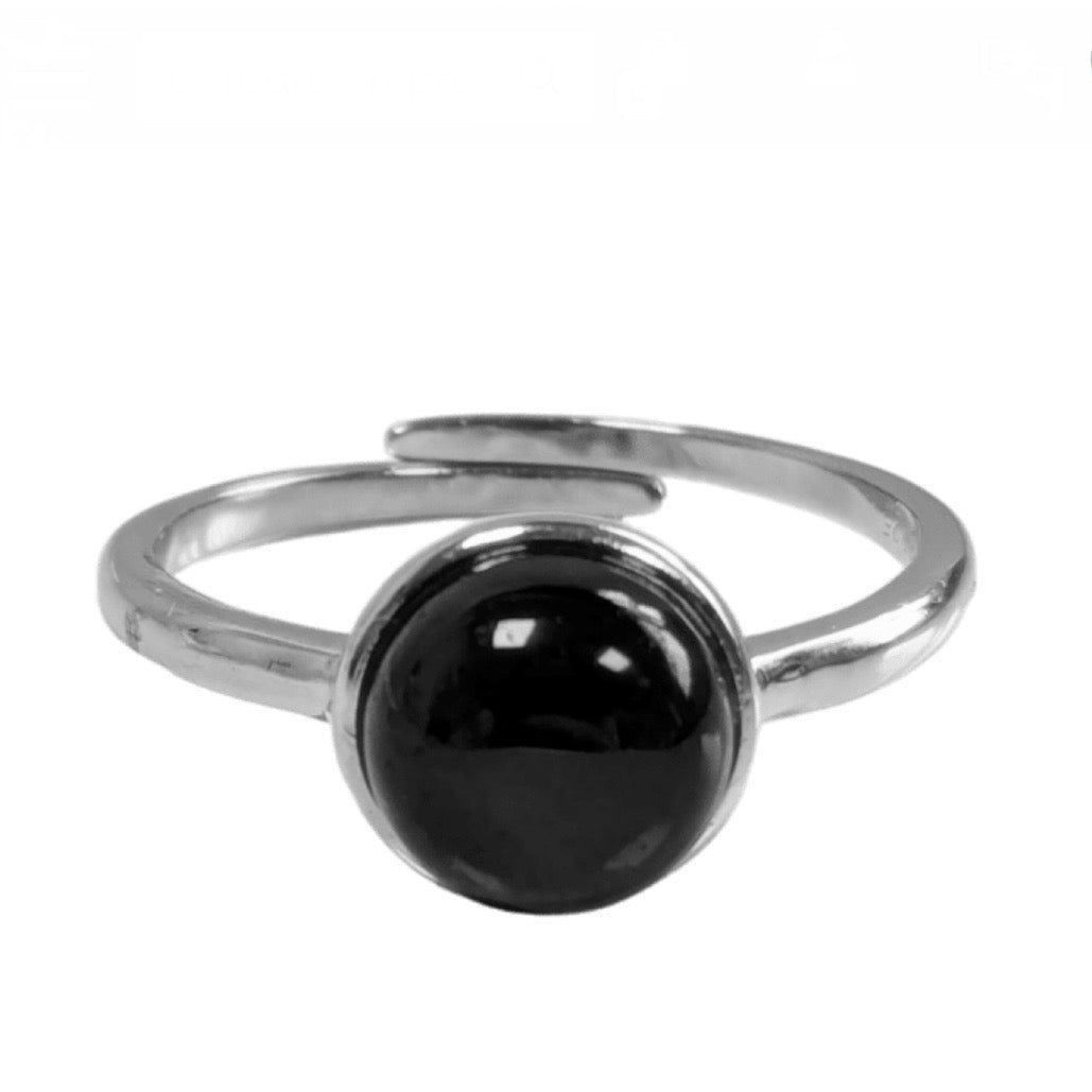ANELLO CON TORMALINA NERA IN ARGENTO 925 - Protezione e schermatura - Clorophilla Shop